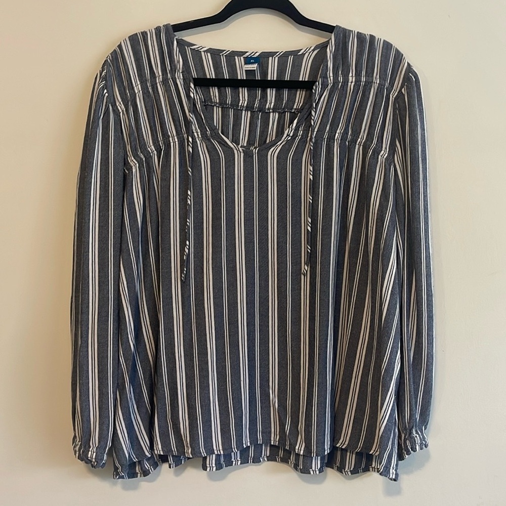 Blue and White Striped Top